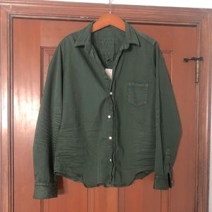 NWT Frank & Eileen Barry woven button down shirt in Forest, size Medium